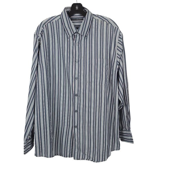 Greg Norman Long Sleeve Button Up Shirt Mens L Cotton Black Red White Stripe - Picture 1 of 10